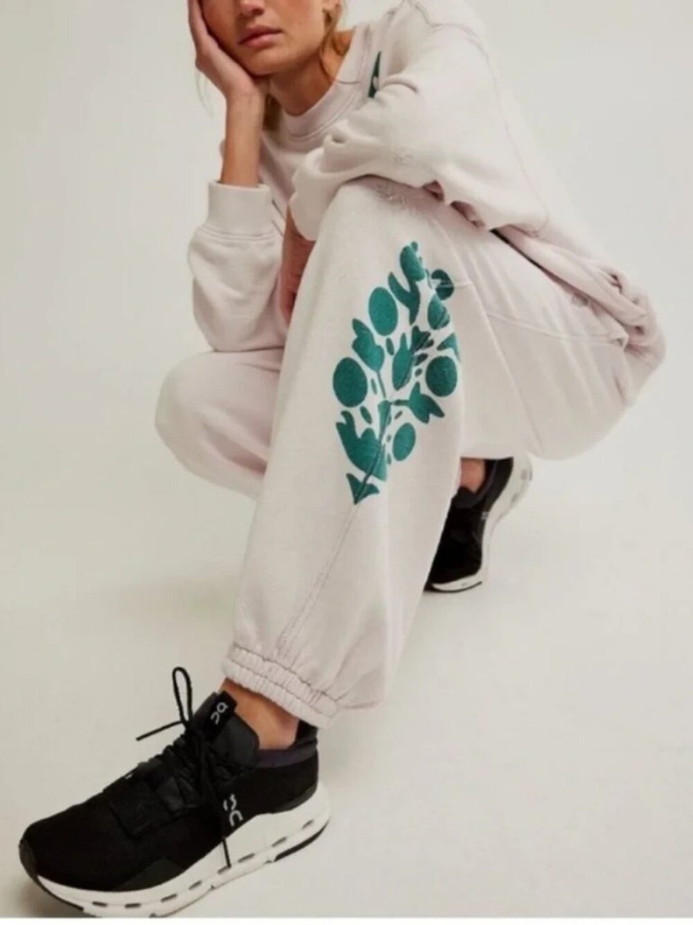 Free People FP Movement All Star Logo Sweatpants Smocked Drawstring XS